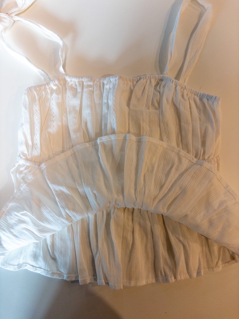 Nwot Lewkin Ruffle Smocked Babydoll Tank Top White — image 7 of 7